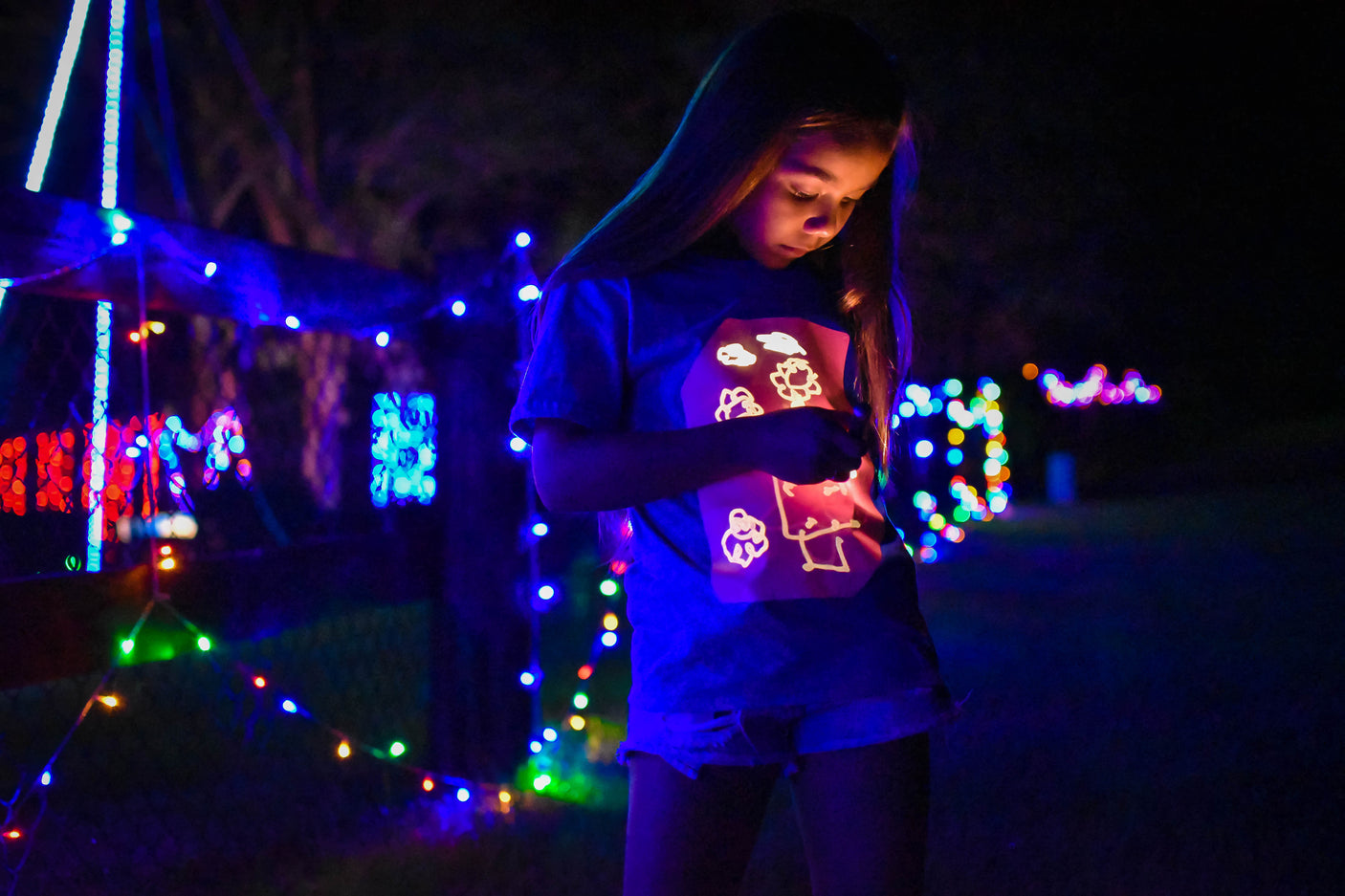 Glow In The Dark Tshirt - Blue/Pink