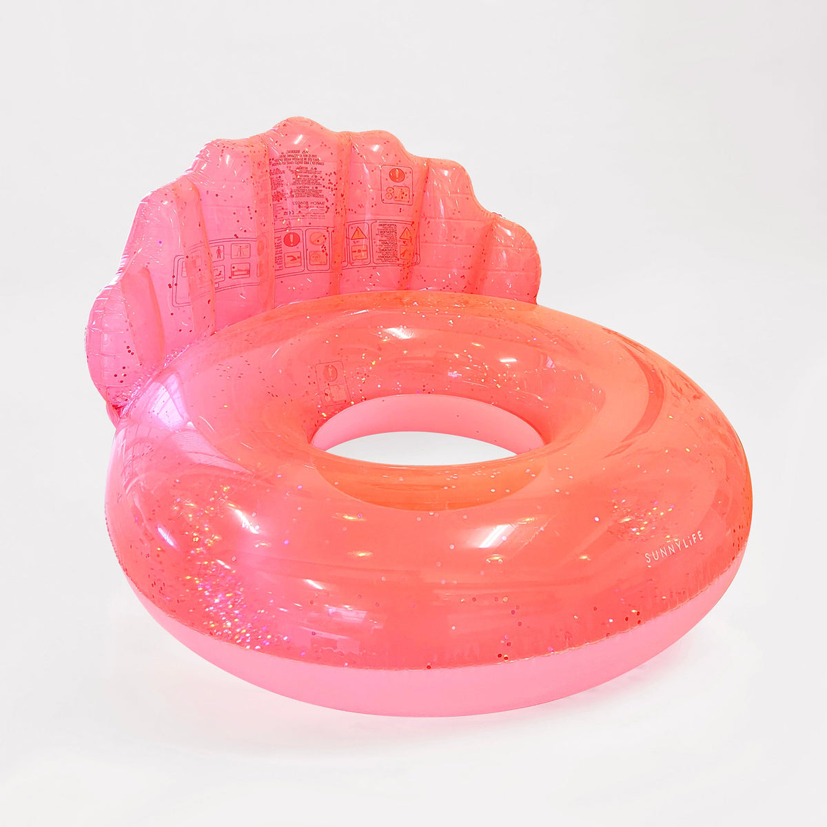 Luxe Pool Ring Shell Neon Coral