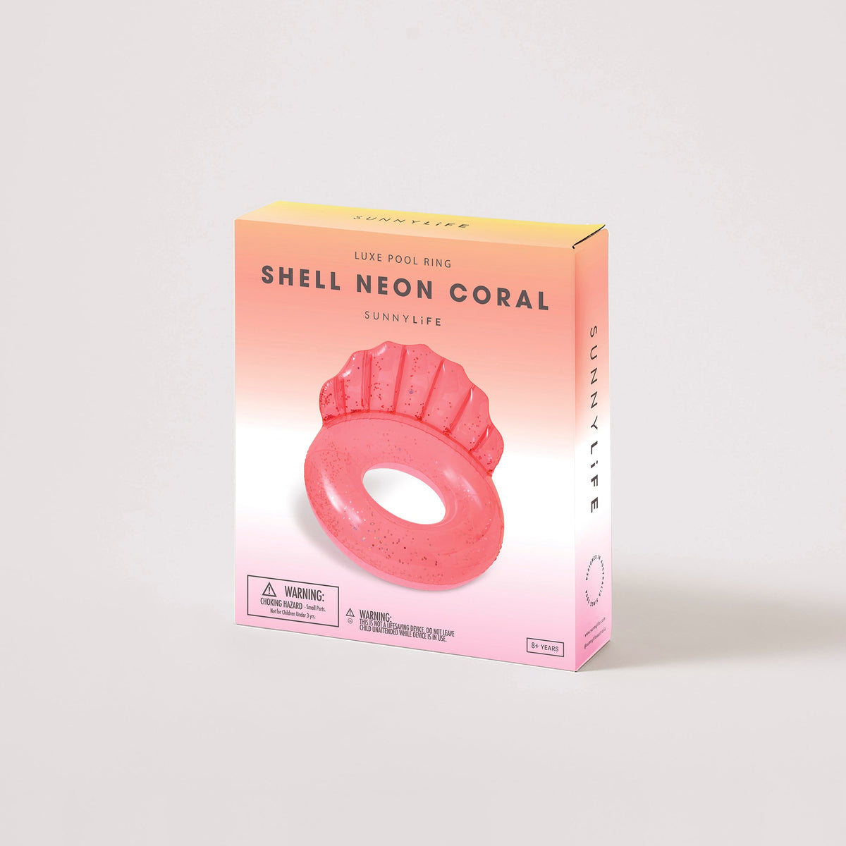 Luxe Pool Ring Shell Neon Coral