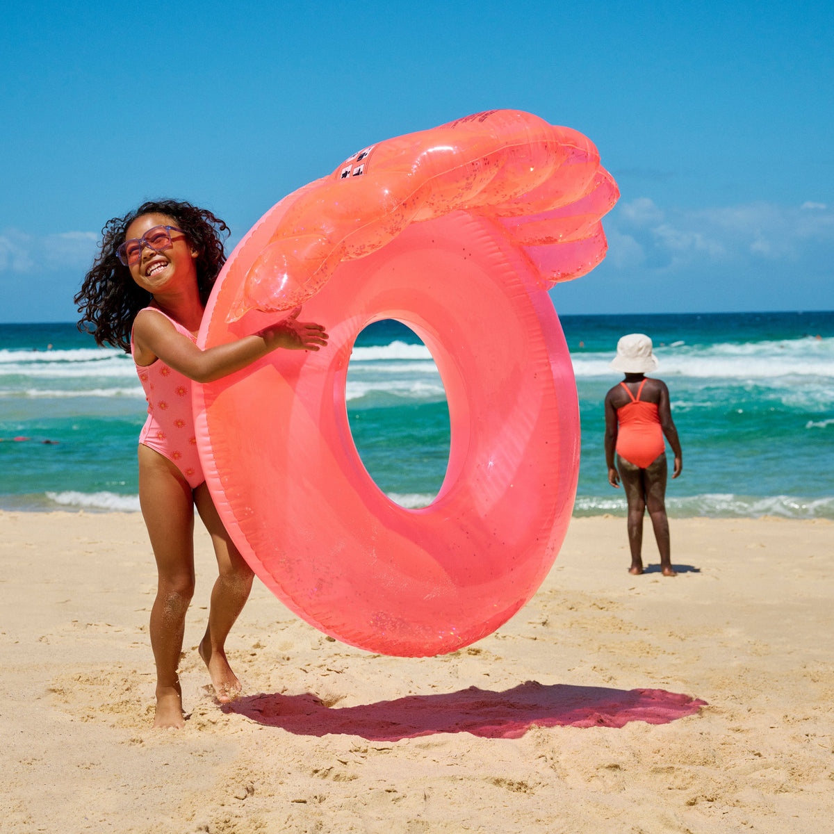 Luxe Pool Ring Shell Neon Coral