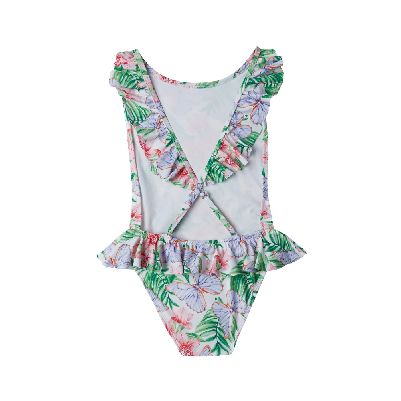 One Piece Cross Back Swimsuit - Butterflies