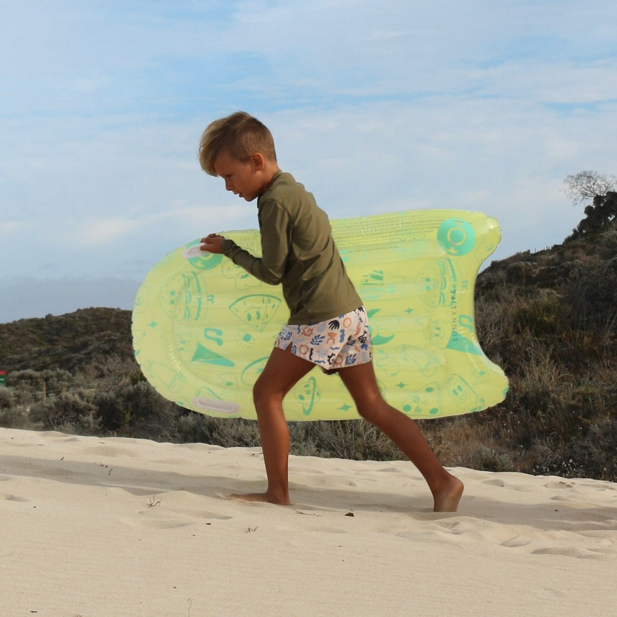 Inflatable Boogie Board The Sea Kids Blue- Lime