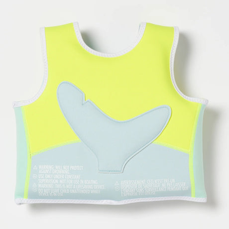 Salty the Shark Swim Vest Aqua Neon Yellow