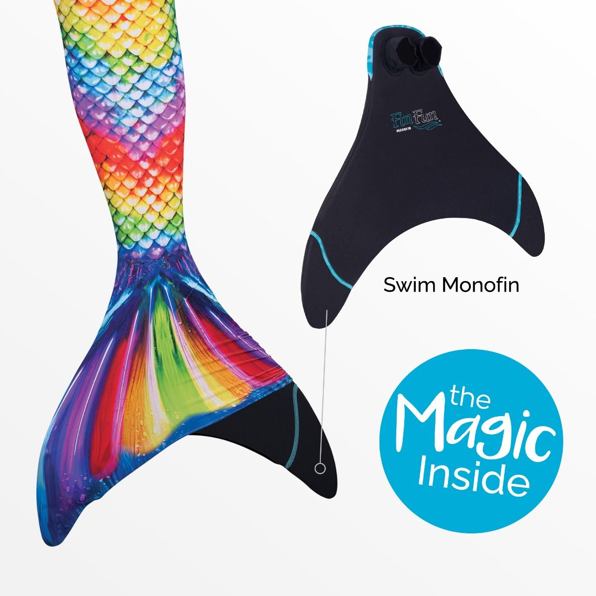 Rainbow Reef Mermaid Tail With Monofin - Do Not Include Swimsuit