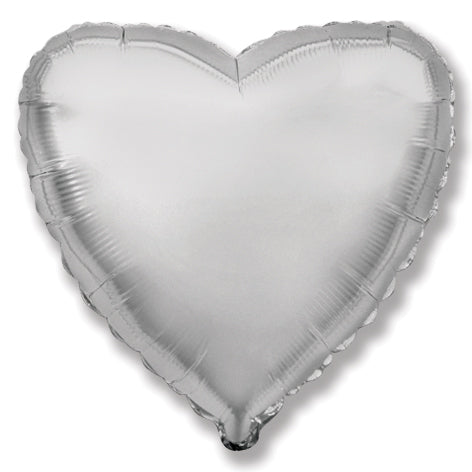 Silver Jumbo Heart Foil Balloon 32"