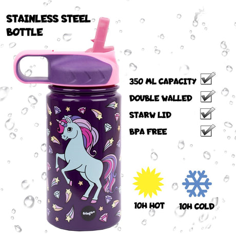 Stainless Steel Bottle 350ml - Diamond Unicorn