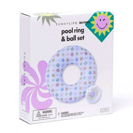 Pool Ring & Ball Set Smiley World Sol Sea