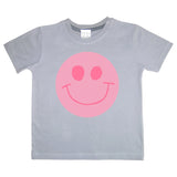 Tee Light/Glow up T-shirt Smiley Face Pink/Grey