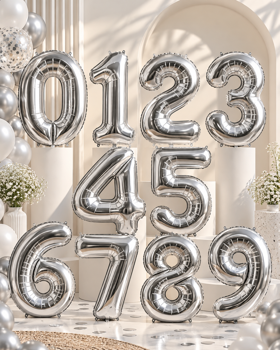Silver Foil Number Balloon 28"