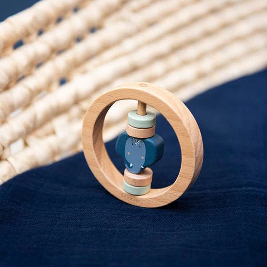 Wooden round rattle - Mrs. Elephant