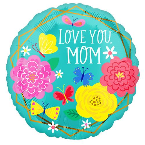 Mom Pretty Flowers & Butterflies Foil Balloon 18"