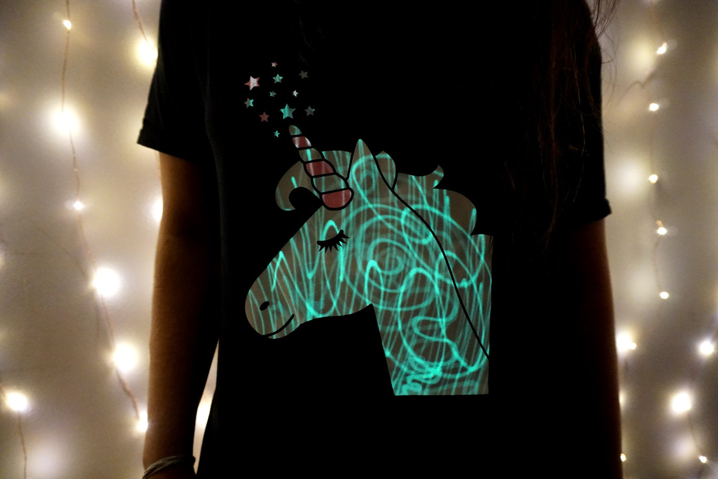 Glow in the Dark Tshirt - Unicorn Design