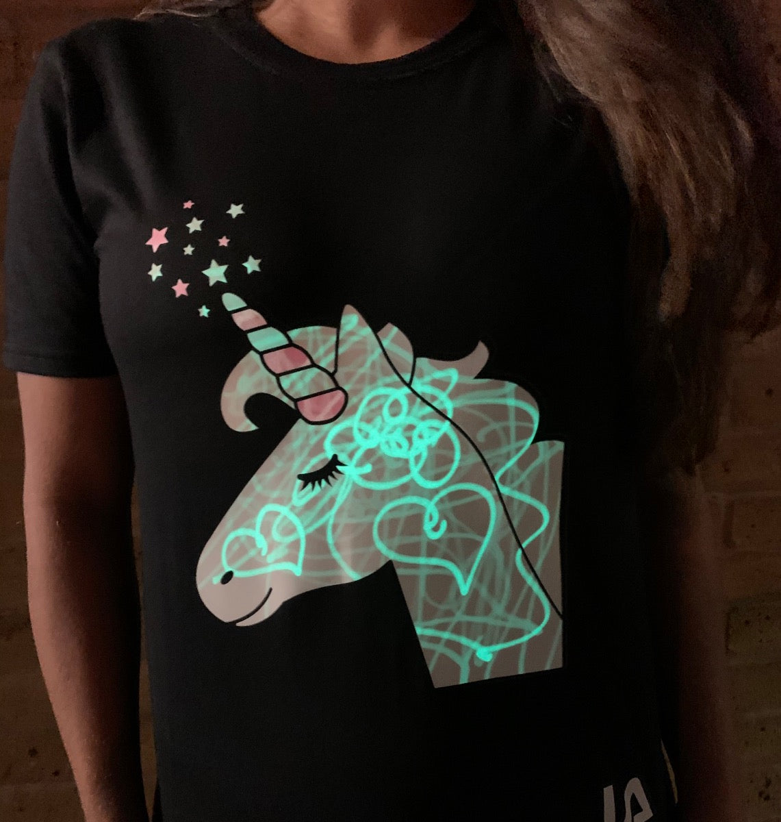 Glow in the Dark Tshirt - Unicorn Design