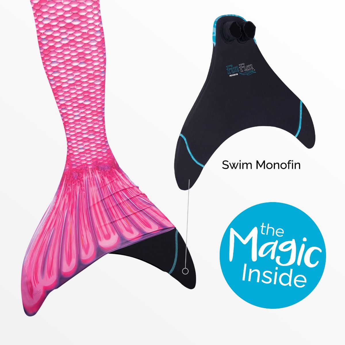 Malibu Pink Mermaid Tail With Monofin - Does Not Include Swimsuit