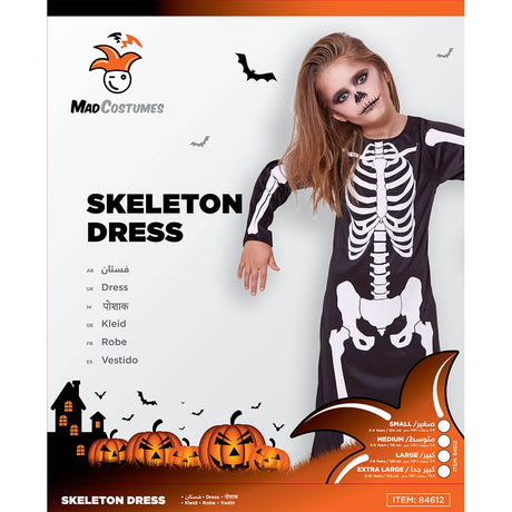زي الهيكل العظمي لعيد الهالوين - أسود 