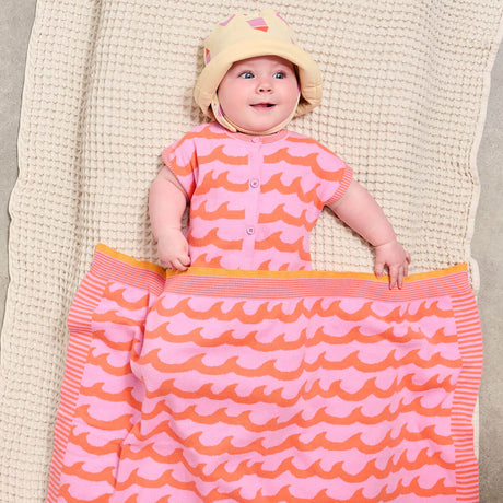 جوبي - شورت محبوك برسومات موجات وردية