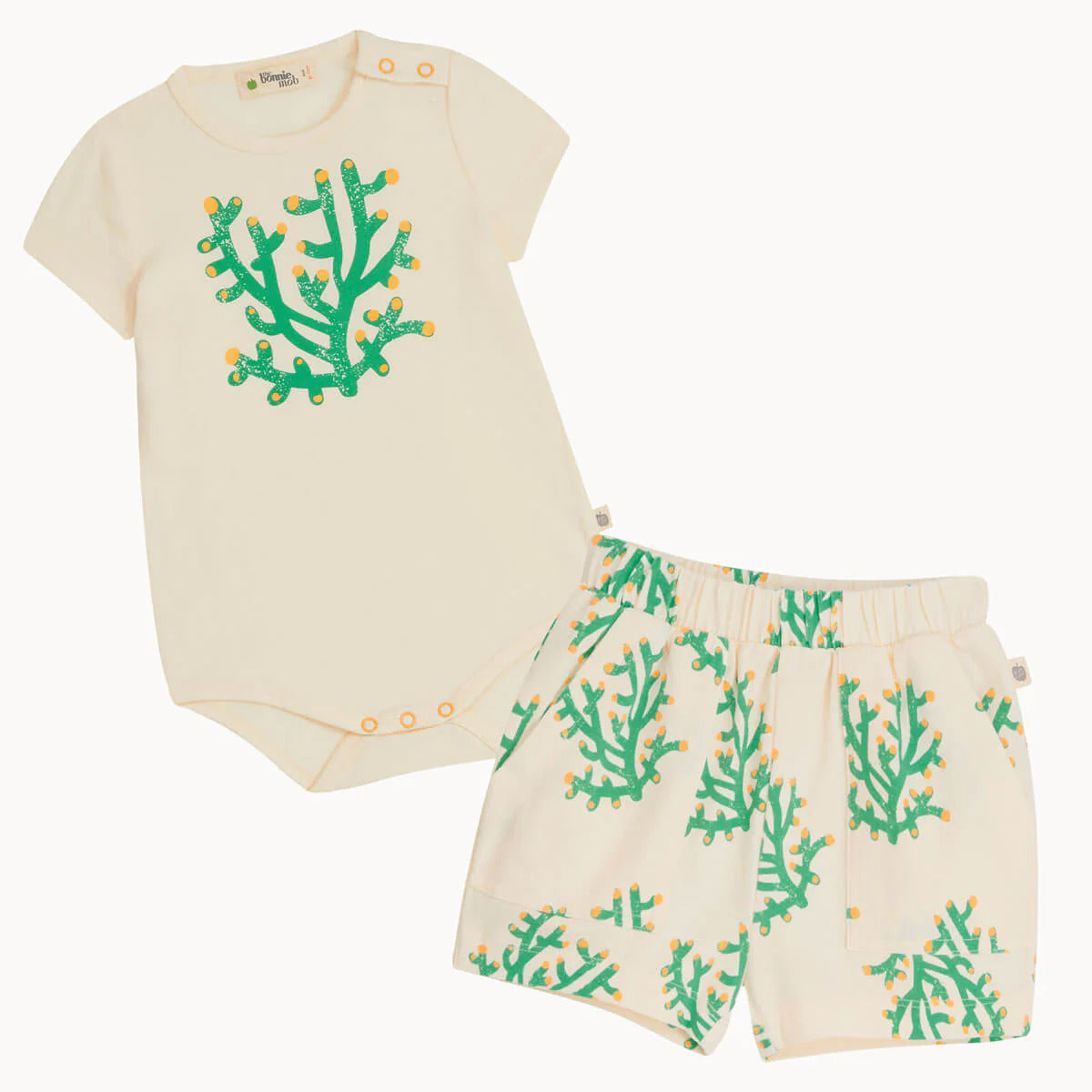 Creek And Coley Set - Coral Bodysuit And Shorts Set