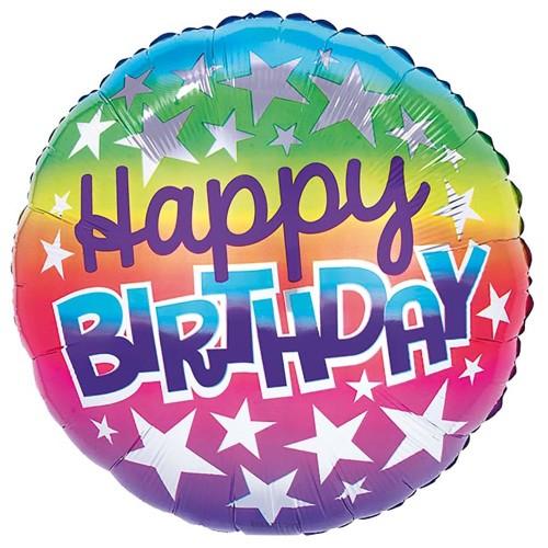 Ombre Rainbow Happy Birthday Foil Balloon 18"